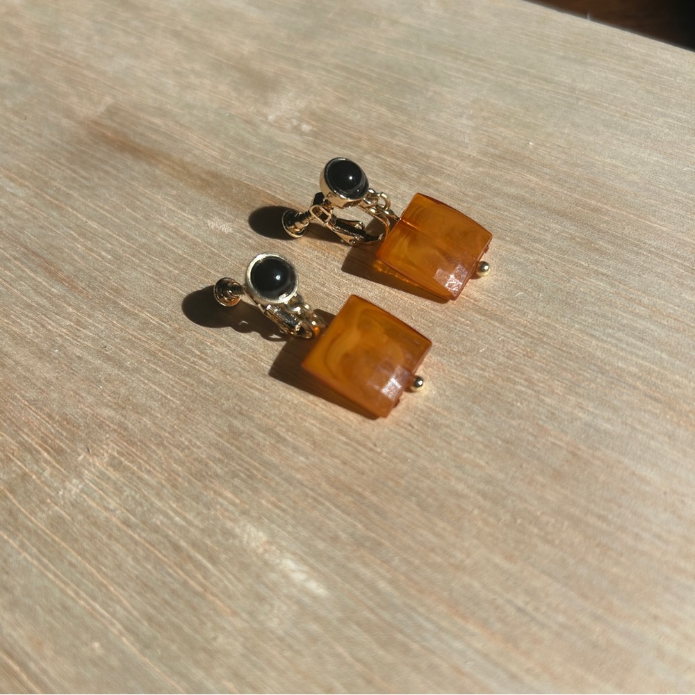 Clip on Earrings Black and Gold Earrings